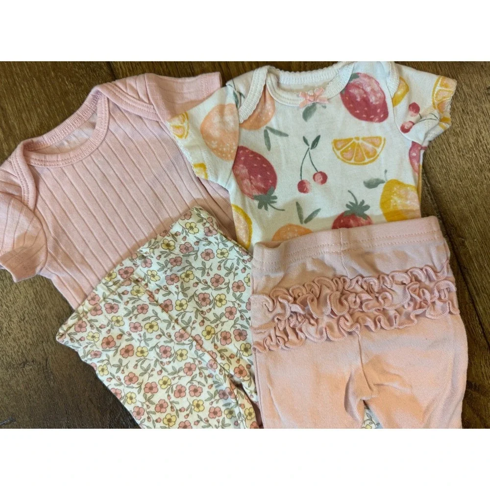 Carters Baby Newborn Girl Bodysuits Pants Outfits Ruffled Bottom Fruit Solid